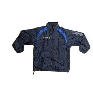 Legea Technical Sportsw Men's Windbreaker Medium Black Blue w/ Hood Lightweight